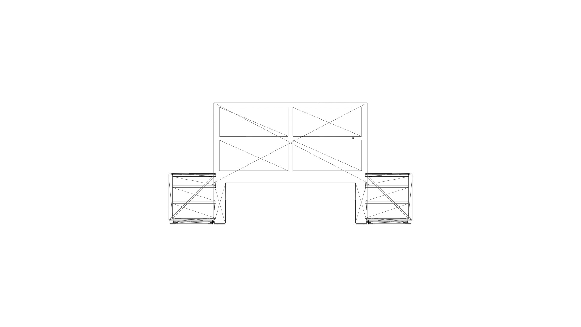 King Headboard with Nightstands 3D Model Low-poly 3D model_7