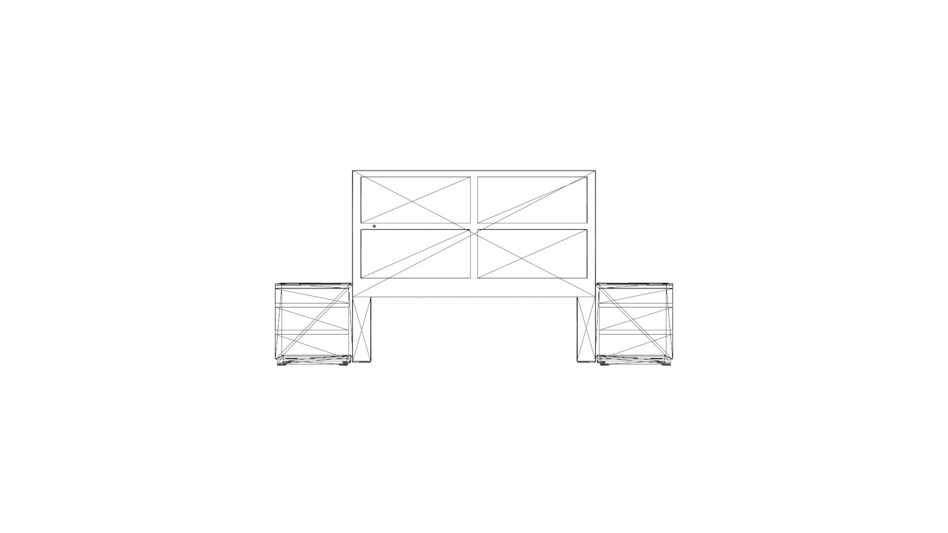 King Headboard with Nightstands 3D Model Low-poly 3D model_3