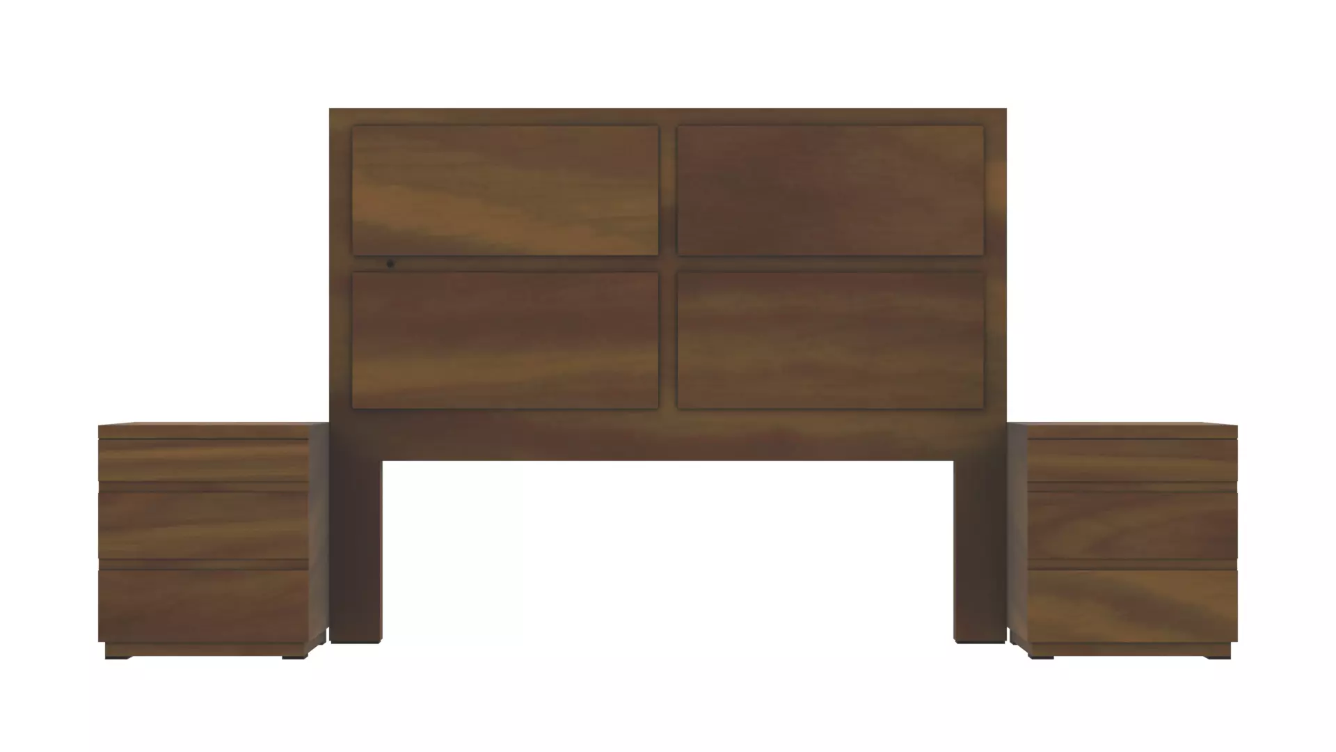 King Headboard with Nightstands 3D Model Low-poly 3D model_0