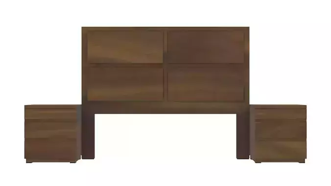 King Headboard with Nightstands 3D Model