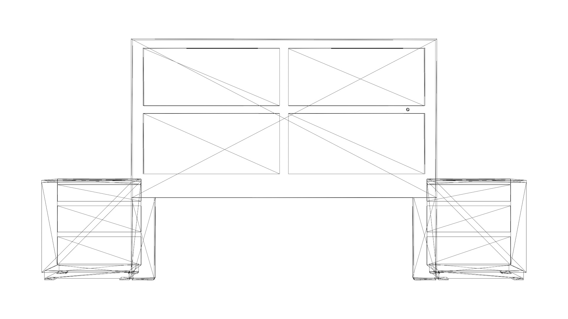 King Headboard with Nightstands 3D Model Low-poly 3D model_5