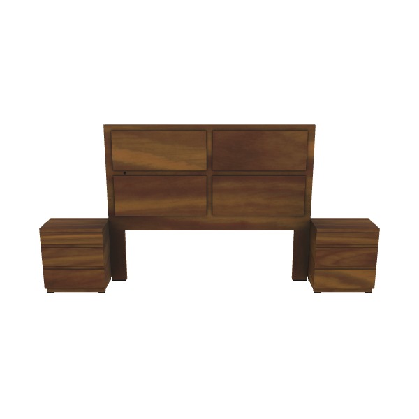 King Headboard with Nightstands 3D Model Low-poly 3D model_28