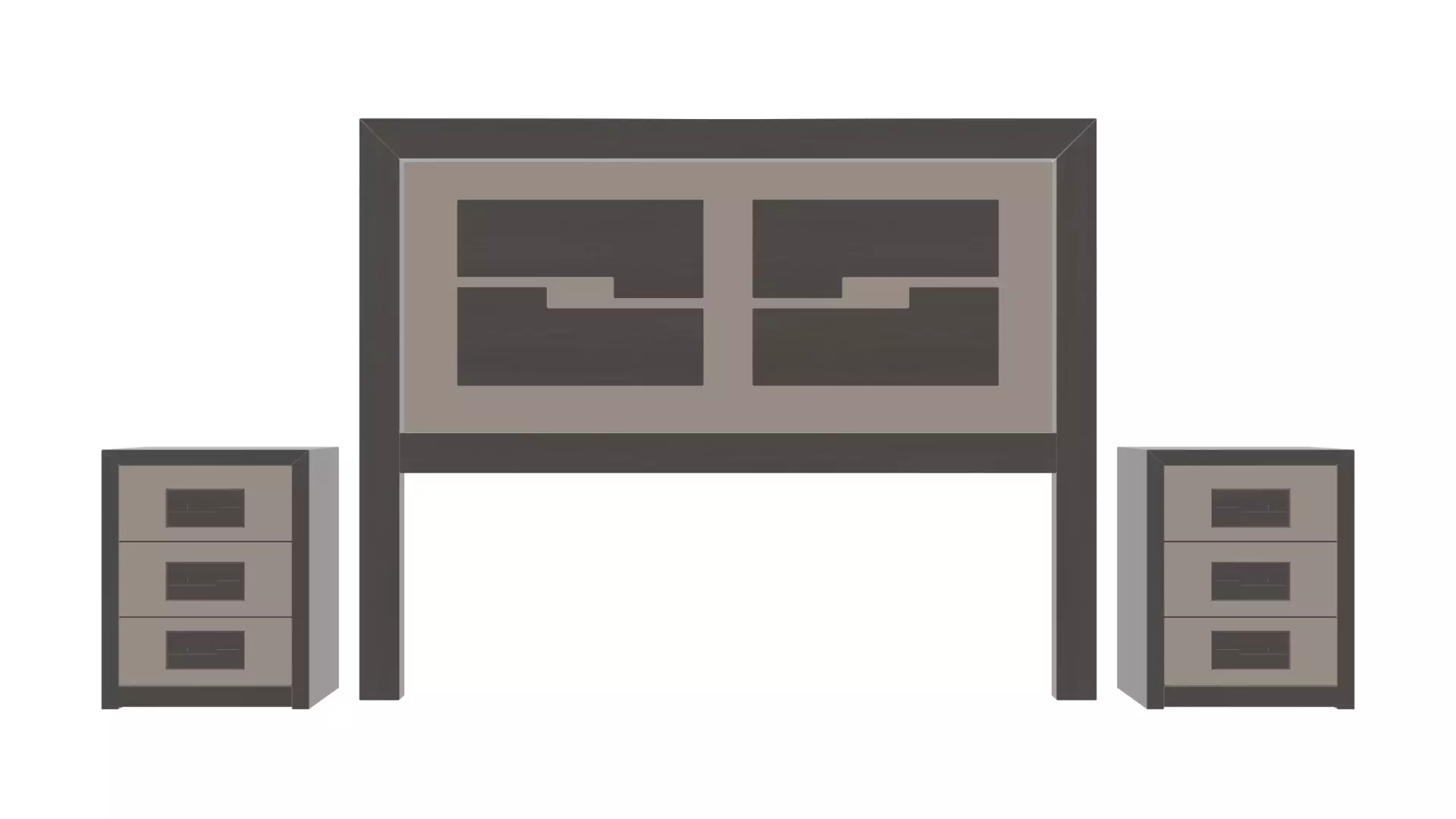 Modern King Size Bed Headboard with Lighted Side Tables Low-poly 3D model_0