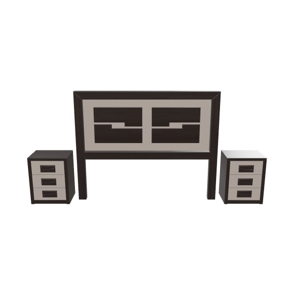 Modern King Size Bed Headboard with Lighted Side Tables Low-poly 3D model_28