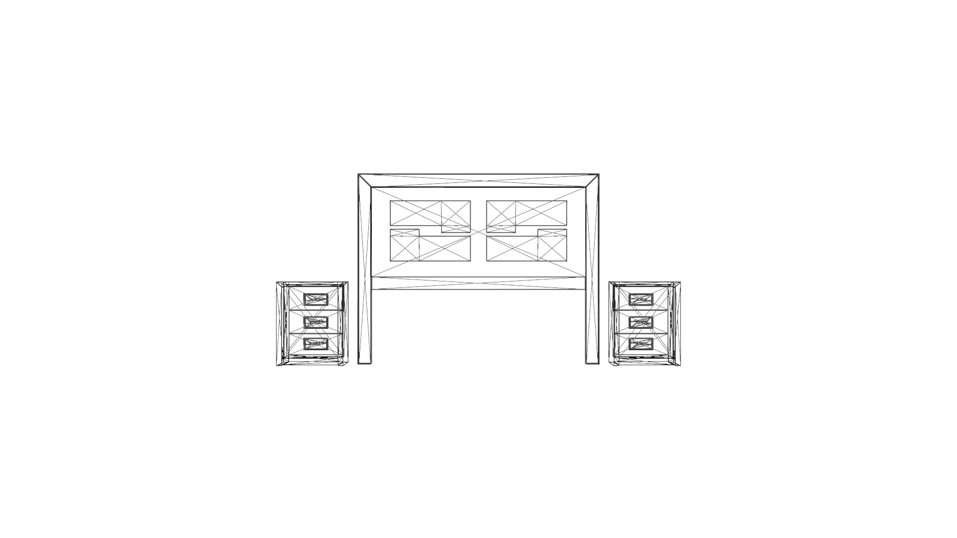 Modern King Size Bed Headboard with Lighted Side Tables Low-poly 3D model_7