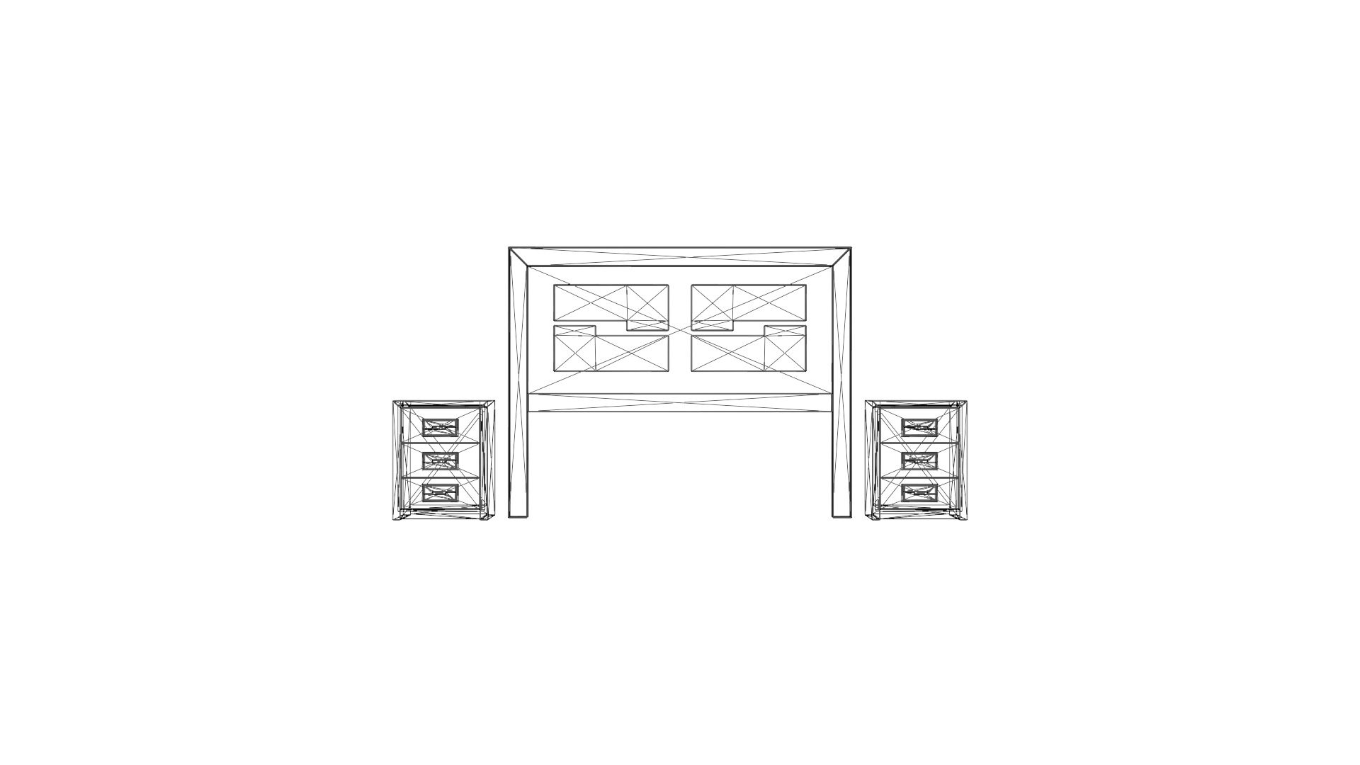 Modern King Size Bed Headboard with Lighted Side Tables Low-poly 3D model_3