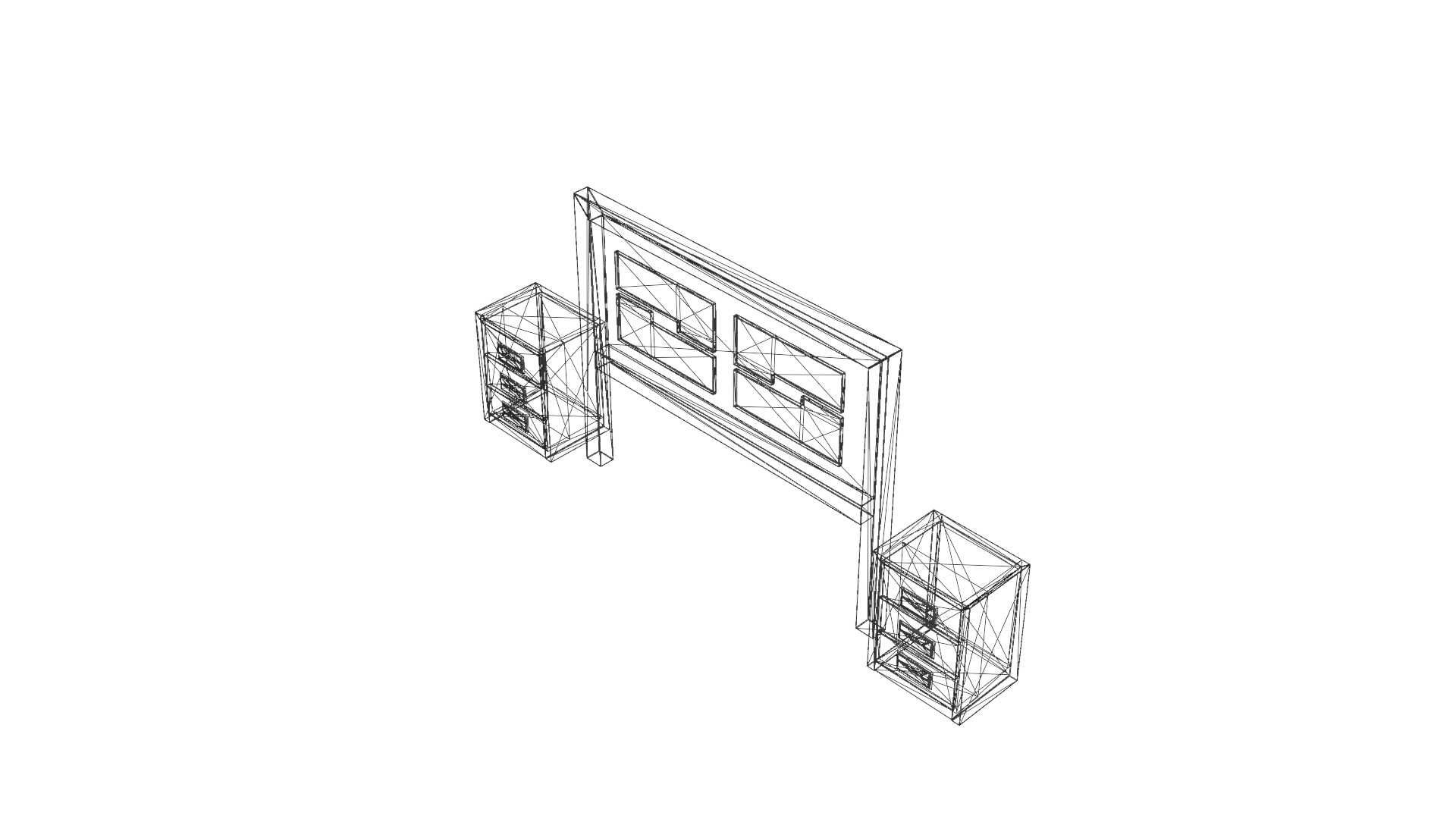 Modern King Size Bed Headboard with Lighted Side Tables Low-poly 3D model_25