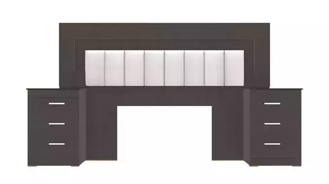 King-Size Bed with Lighting and Nightstands 3D Model