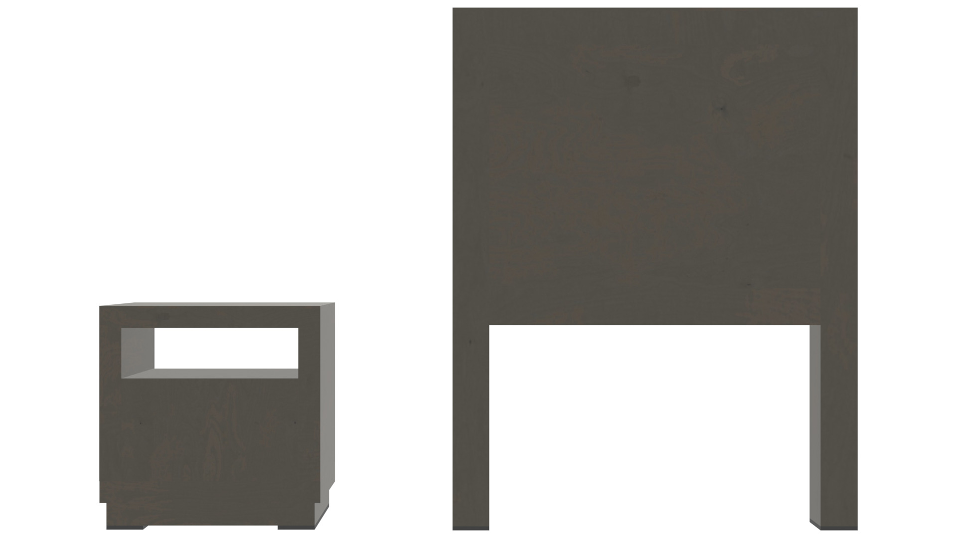 Minimalist Single Bed Headboard and Nightstand Set Low-poly 3D model_4