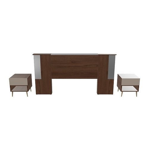 Harmony Haven Bedroom Set - 3D Headboard and Nightstands Asset Low-poly 3D model