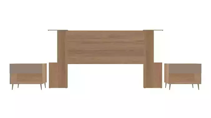 Stylish Table Set with Headboard 3D Model for Interior Design