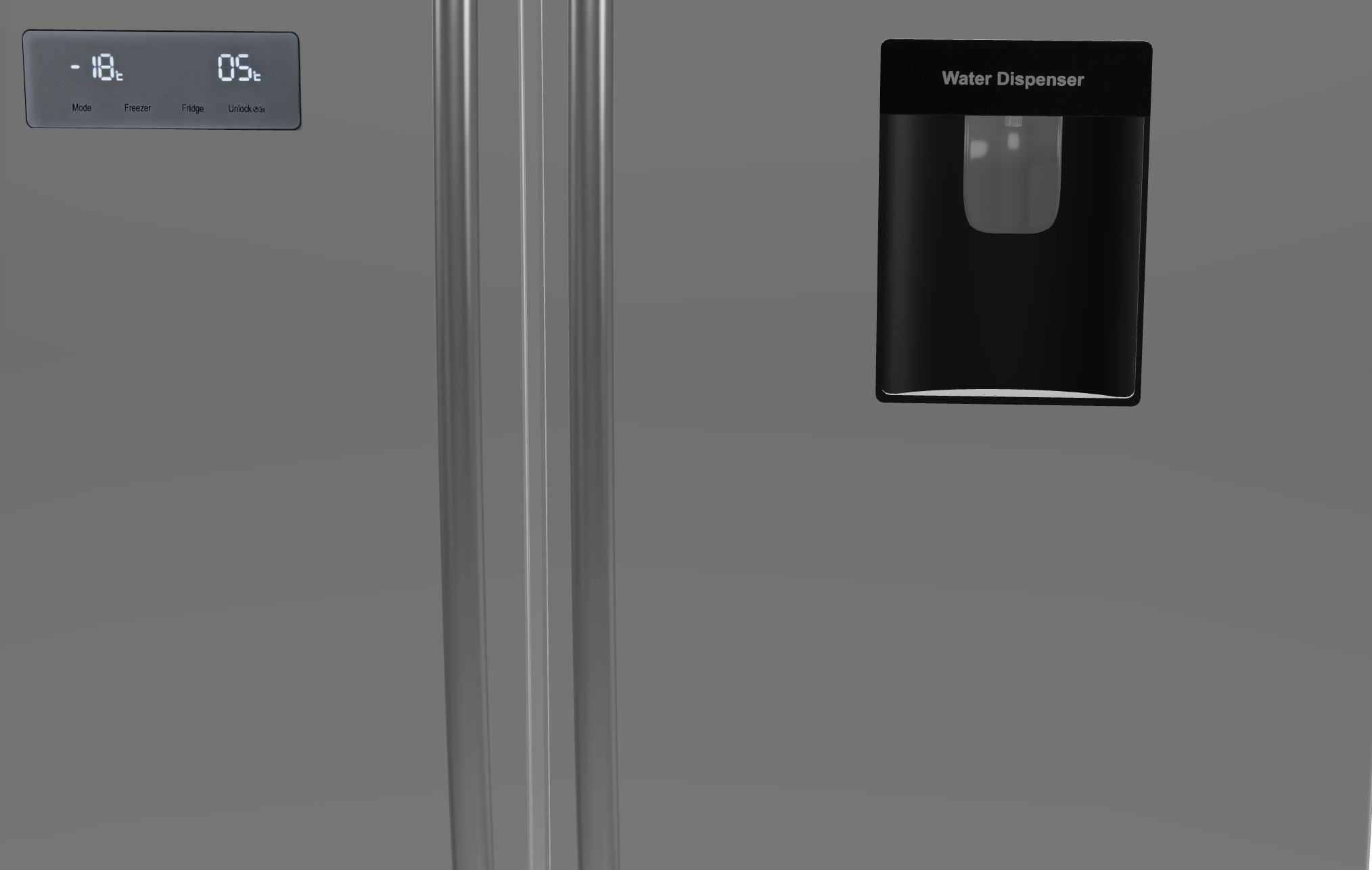 Side-by-Side Refrigerator 3D Model for Kitchen Appliance Low-poly 3D model_7