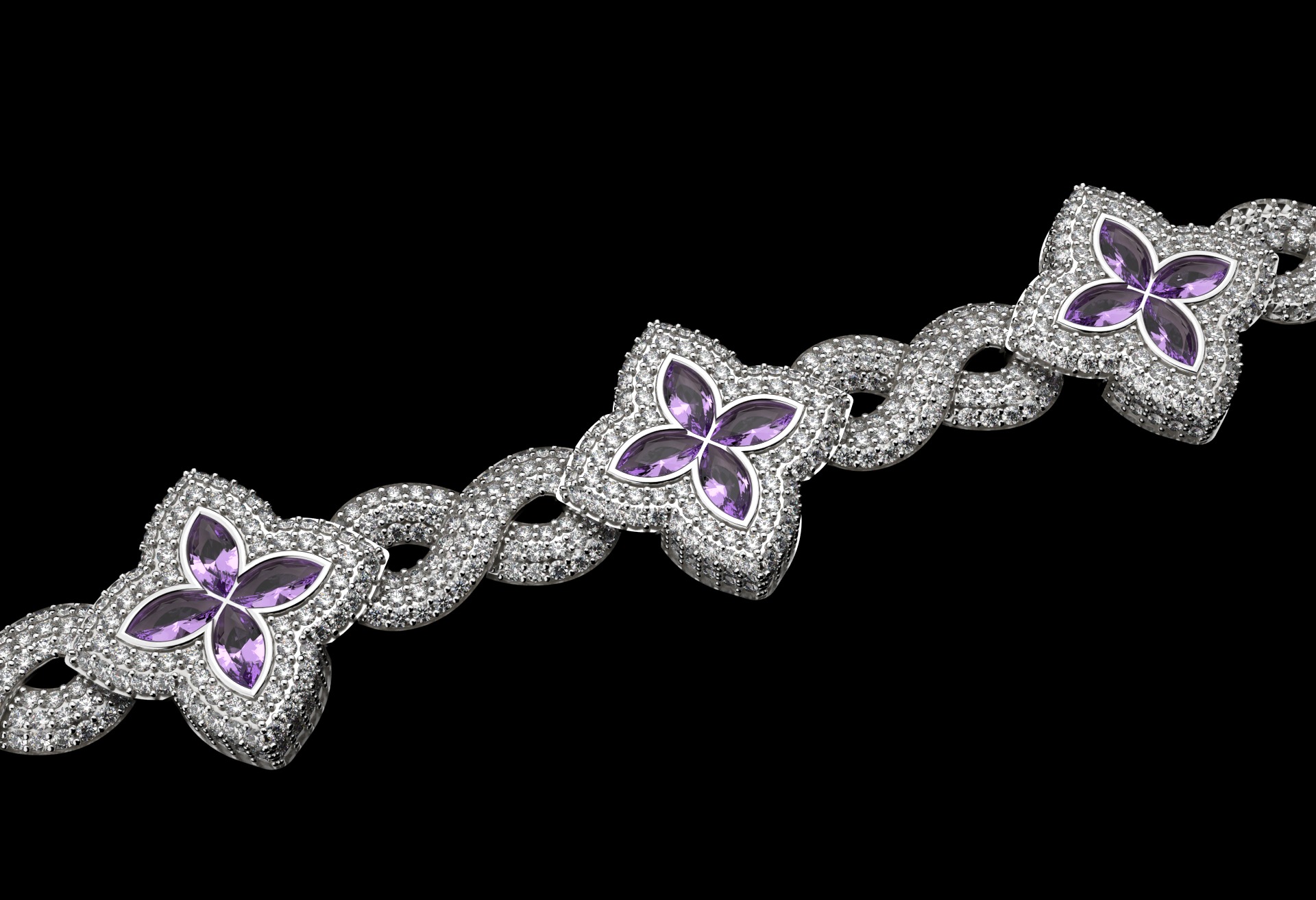 clover hiphop bracelet 3D print model_2