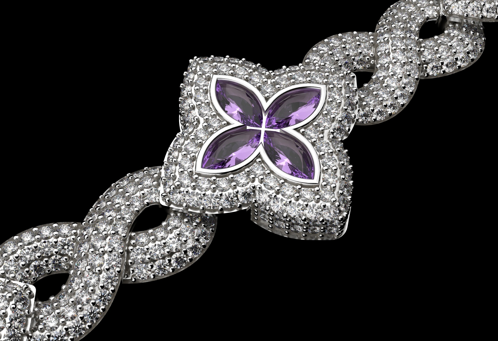 clover hiphop bracelet 3D print model_3