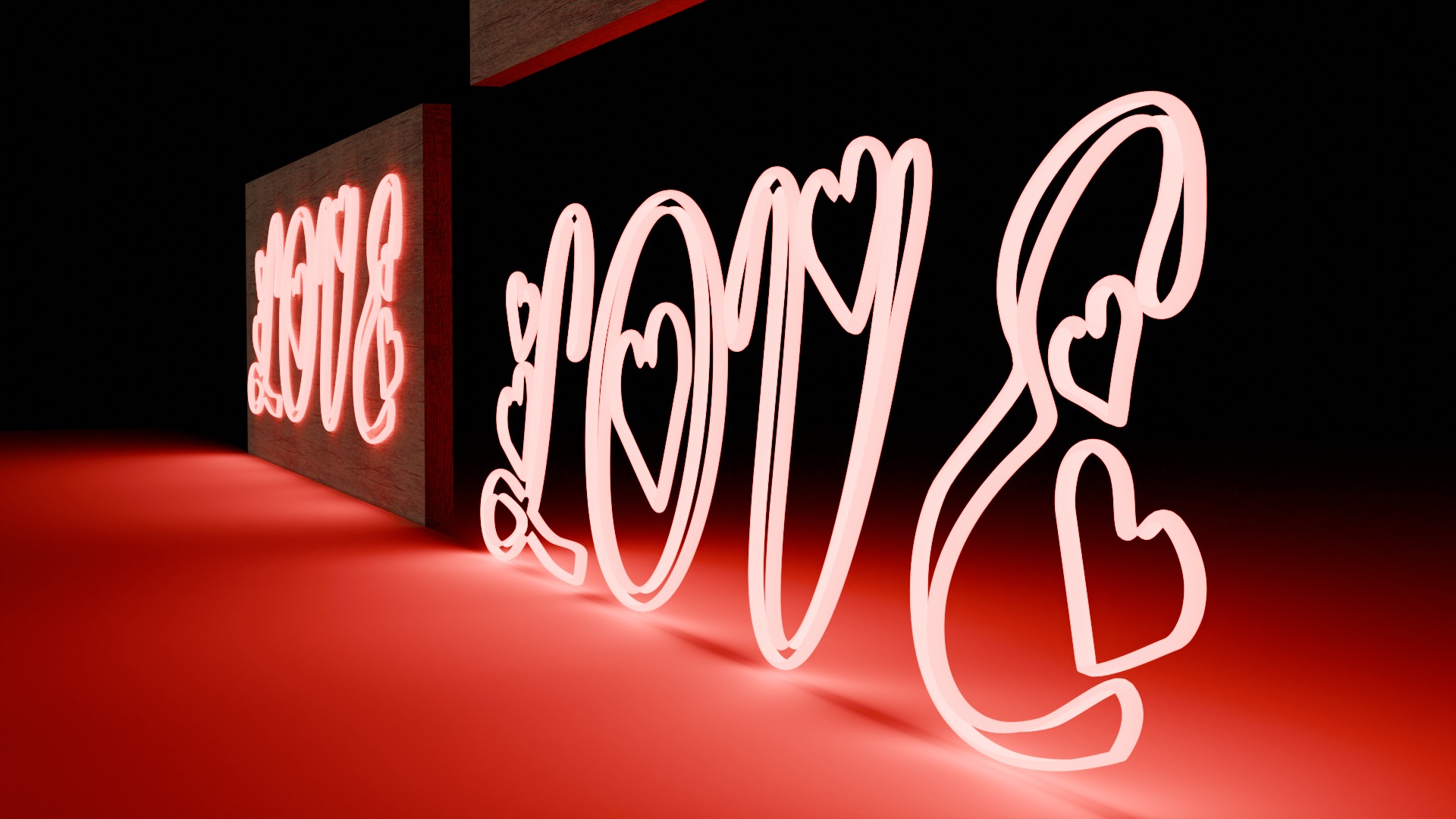 neon love 3D model_3