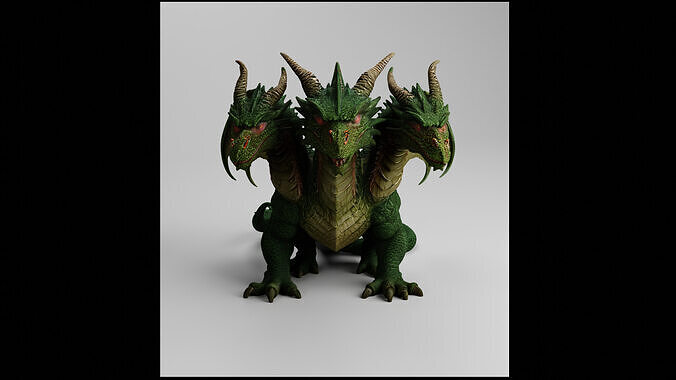 Three-Headed Hydra Dragon 3D print model