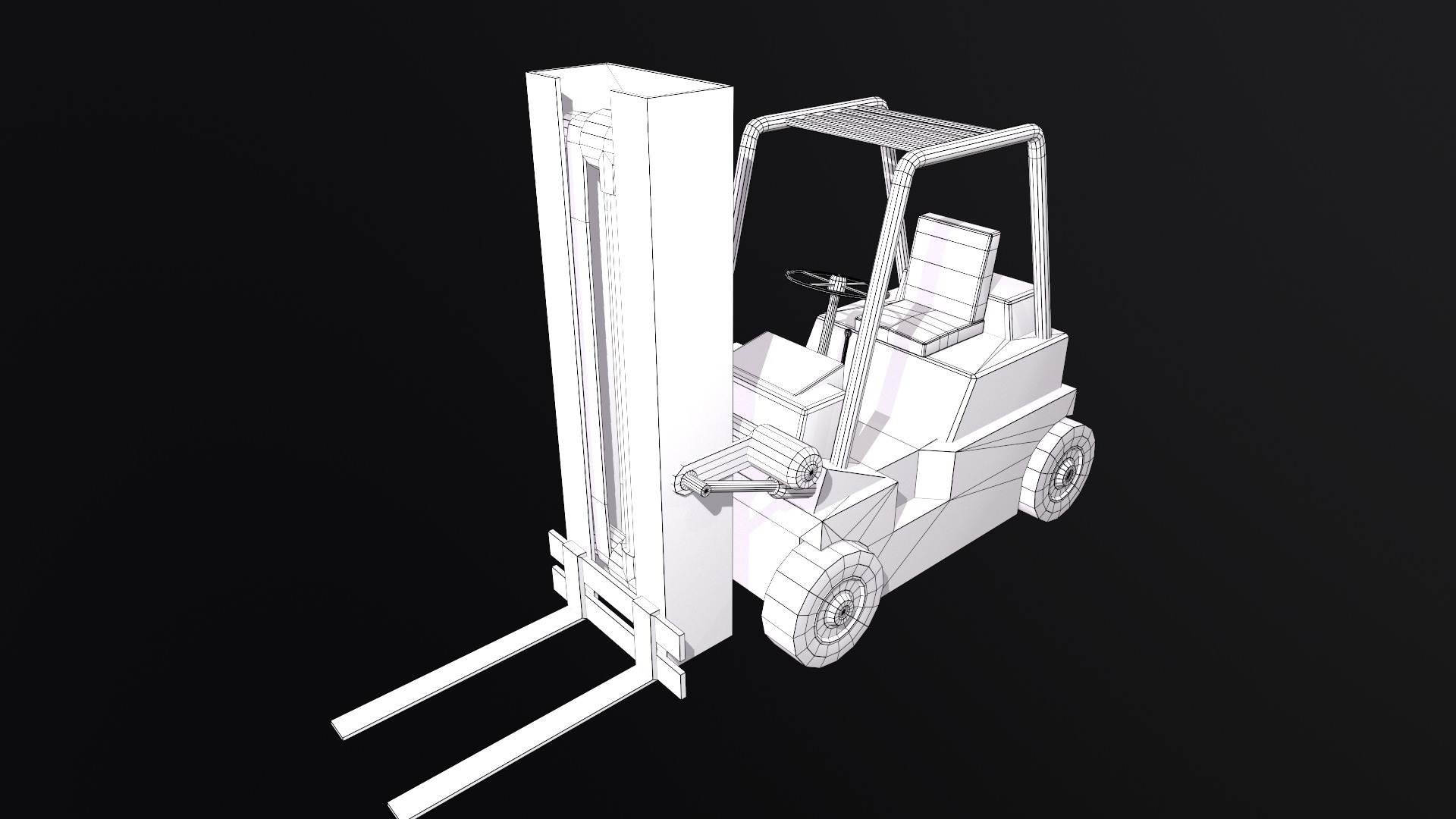 Low poly forklift Low-poly 3D model_4