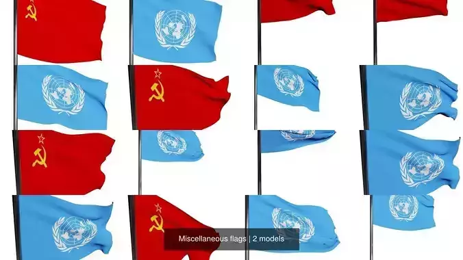 Miscellaneous flags 3D Model Collection