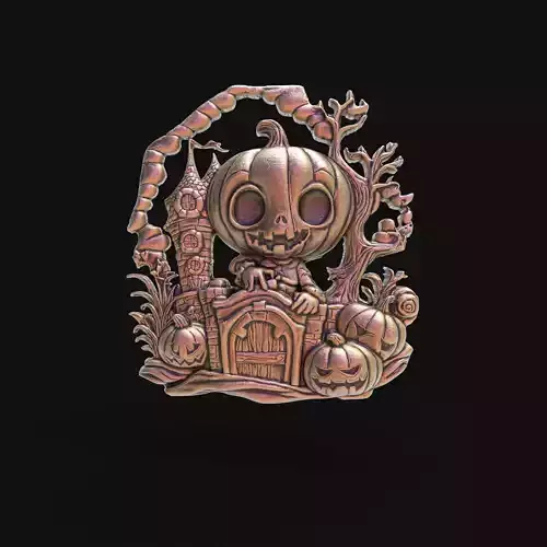 haloowen pumpkin with home