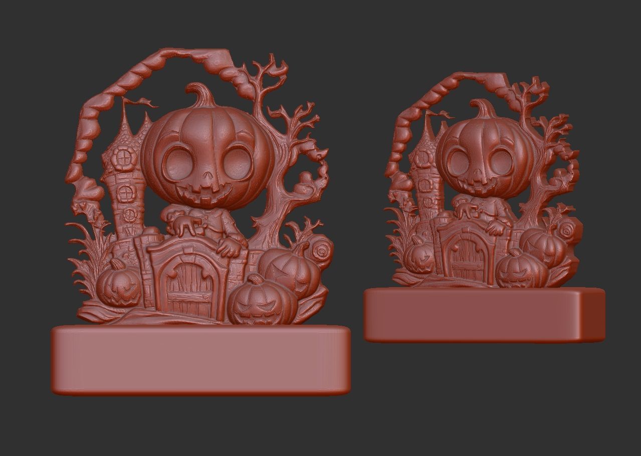 haloowen pumpkin with home 3D print model_16