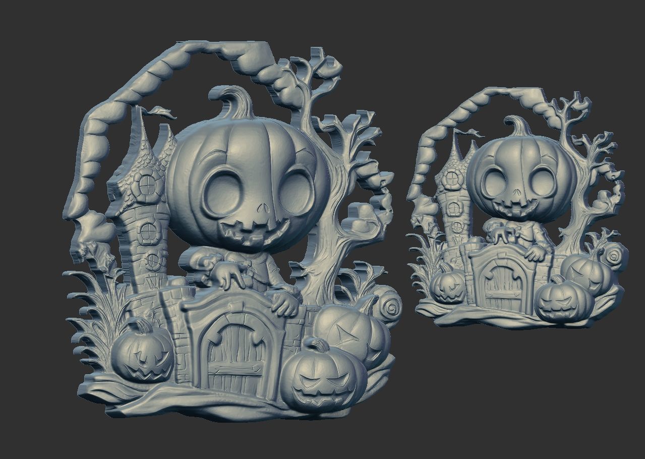 haloowen pumpkin with home 3D print model_20