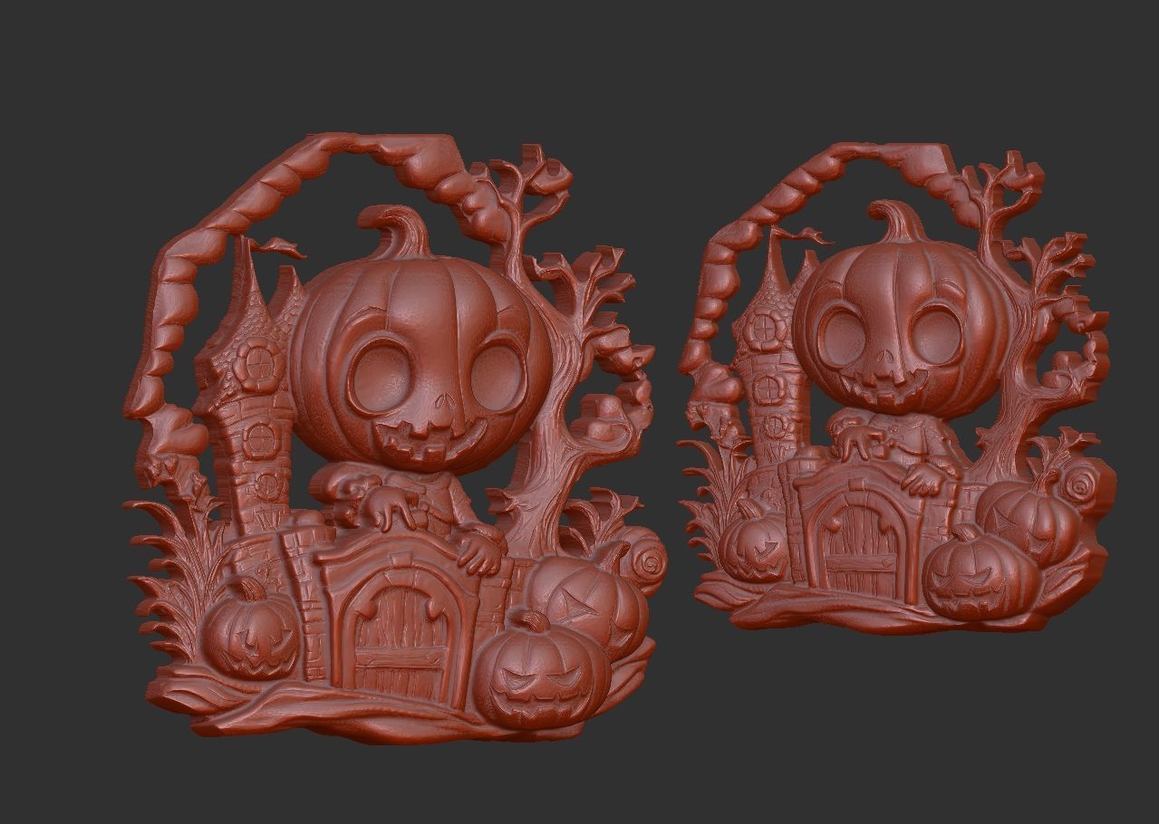 haloowen pumpkin with home 3D print model_18