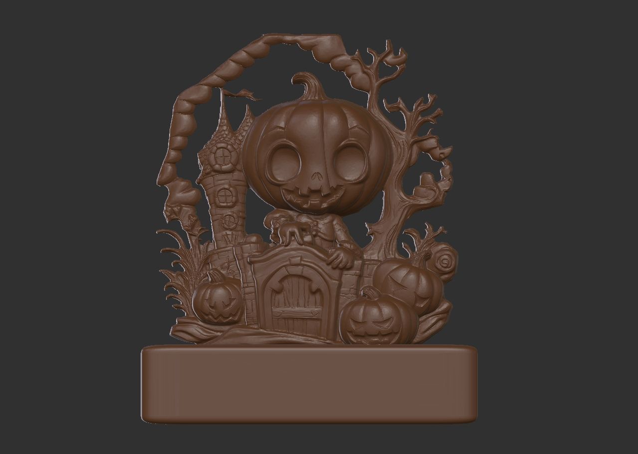 haloowen pumpkin with home 3D print model_17