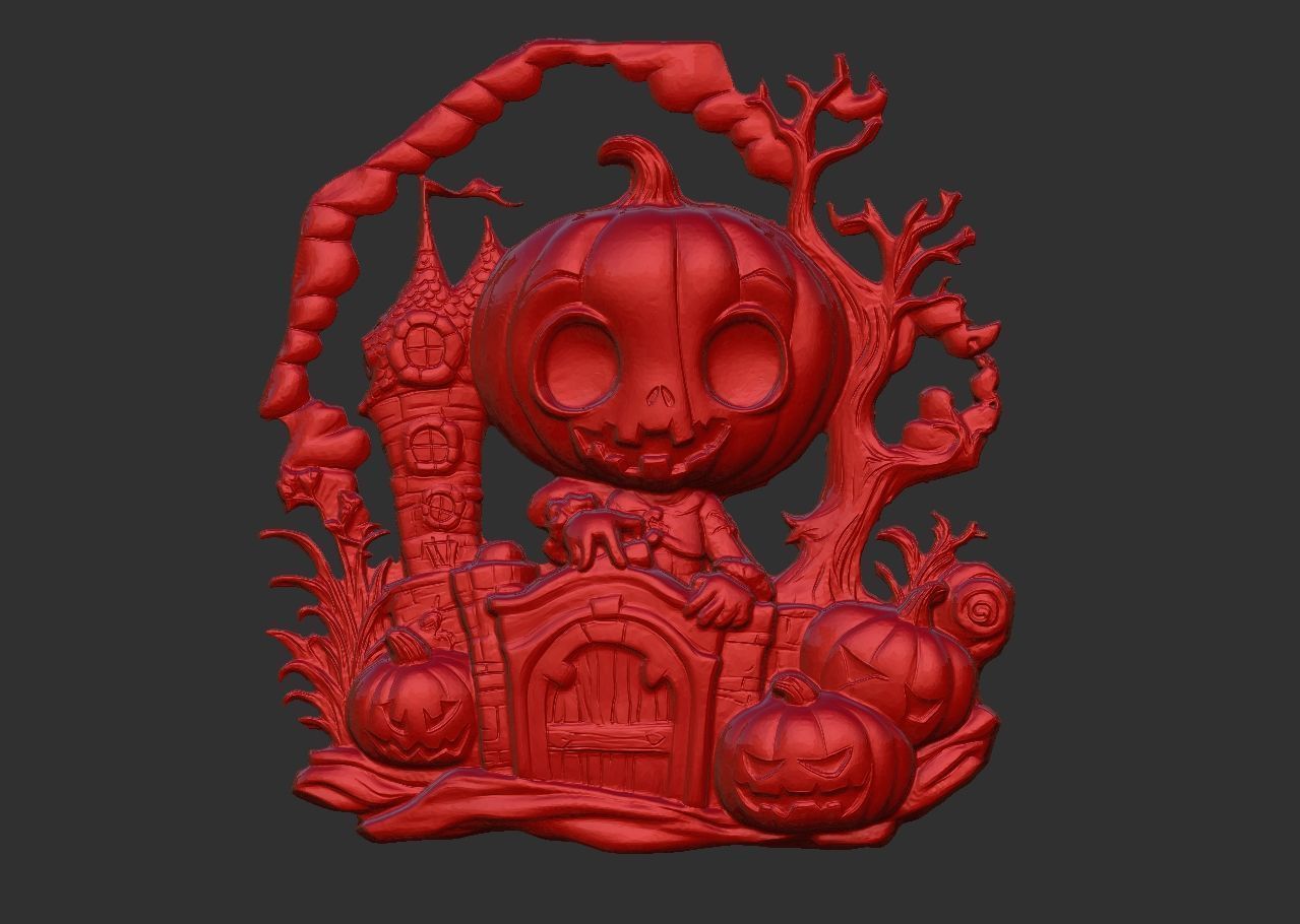 haloowen pumpkin with home 3D print model_13