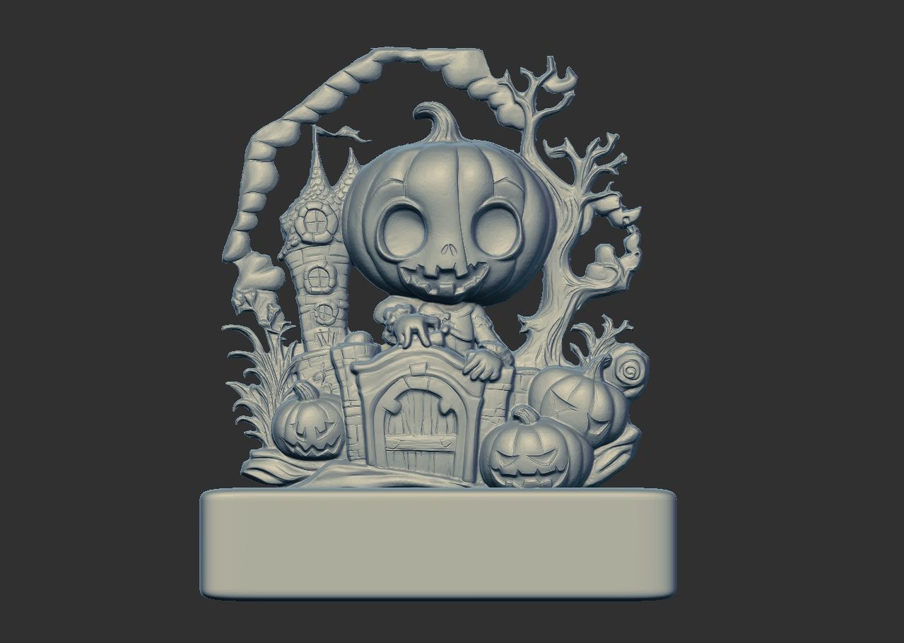 haloowen pumpkin with home 3D print model_21