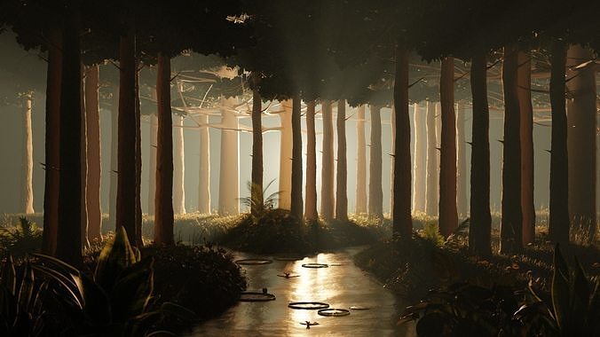 Stylized volumetric forest scene 3D model