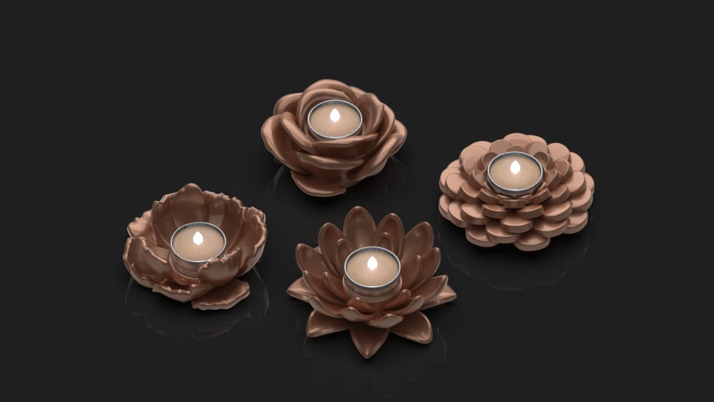 candlestick flowers 3D print model_18
