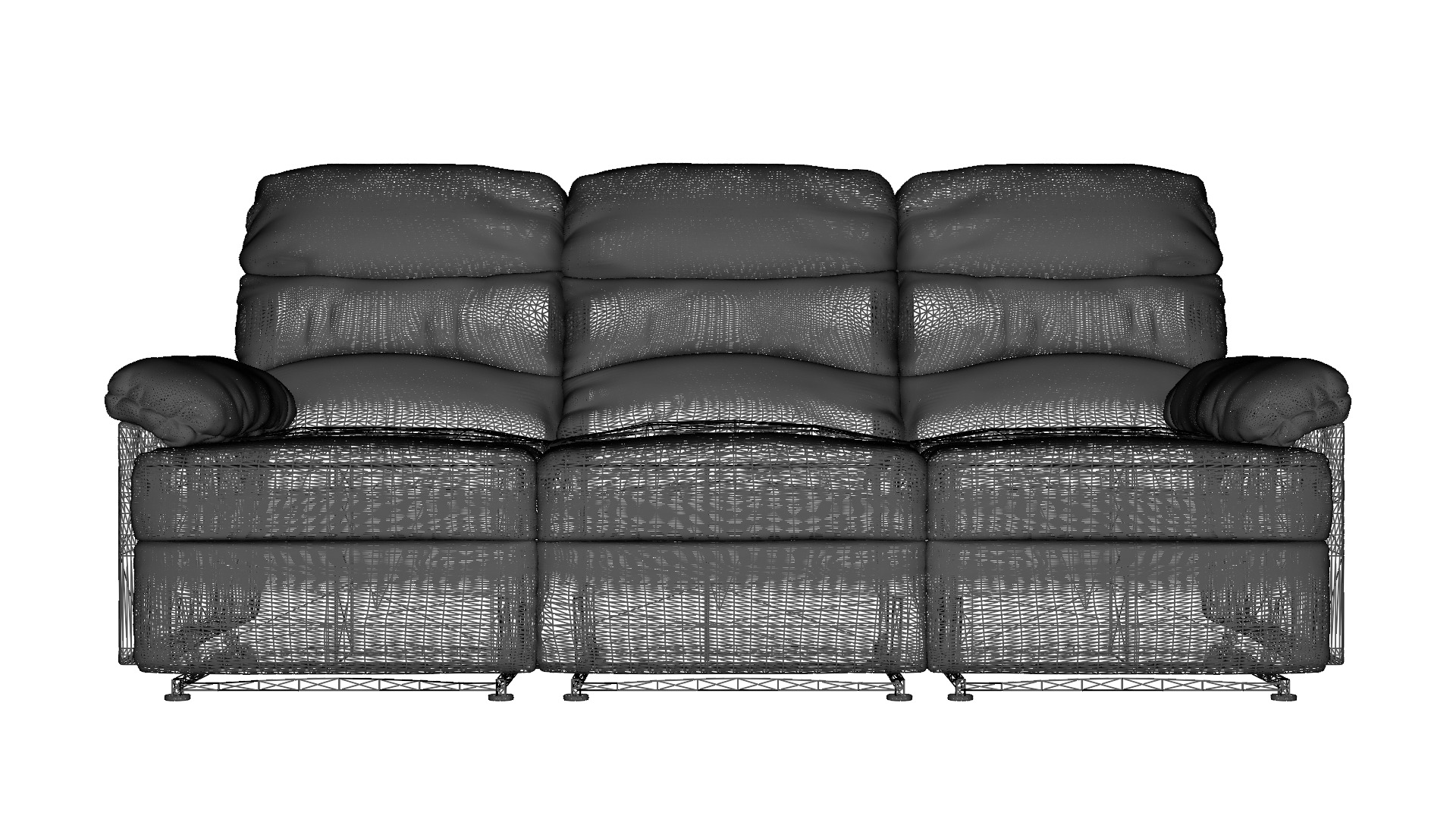 3-Seater Reclinable Sofa Model - Stylish and Comfortable Low-poly 3D model_1