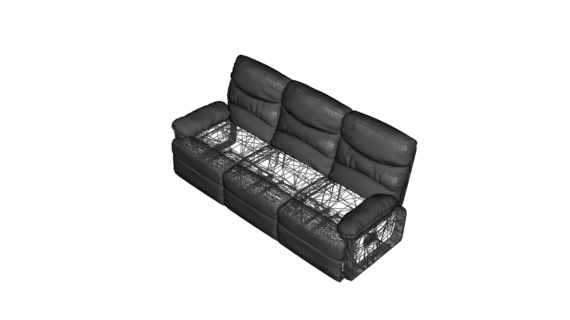 3-Seater Reclinable Sofa Model - Stylish and Comfortable Low-poly 3D model_25