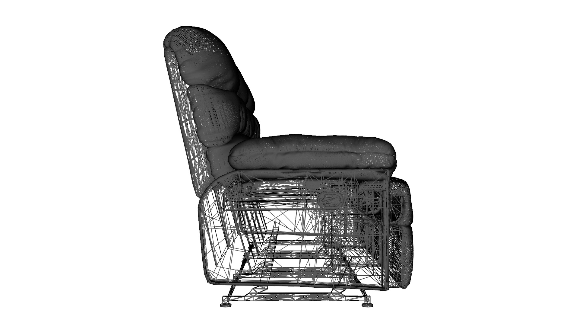 3-Seater Reclinable Sofa Model - Stylish and Comfortable Low-poly 3D model_9