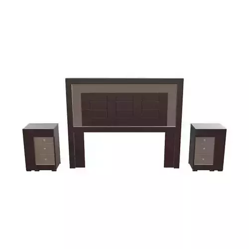 King Size Bed with Base and Nightstand 3D Model