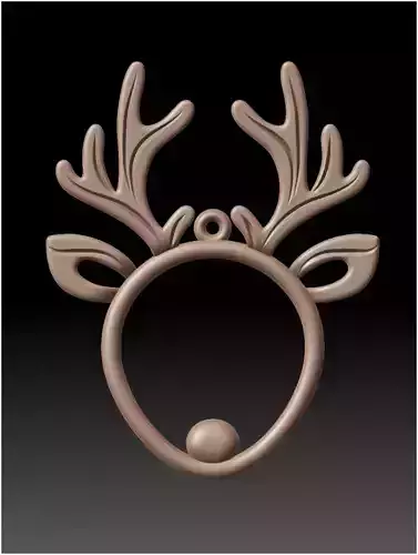 Printable Minimalist Reindeer  pendant Head Ornament  3D print model
