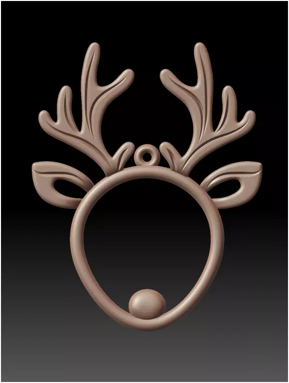 Printable Minimalist Reindeer  pendant Head Ornament  3D print model_0