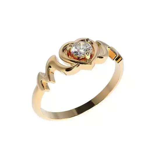 Ring mom heart 4 mm gem