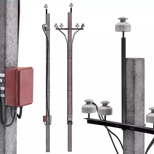 Concrete Power Line Pole 3D model