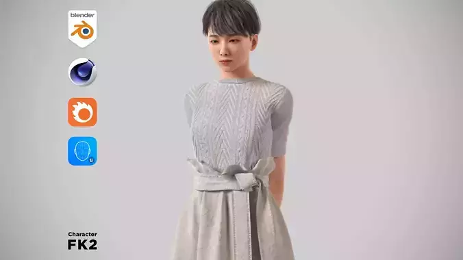 Modular Character - Asian Casual Woman - FK2 Low-poly 3D model
