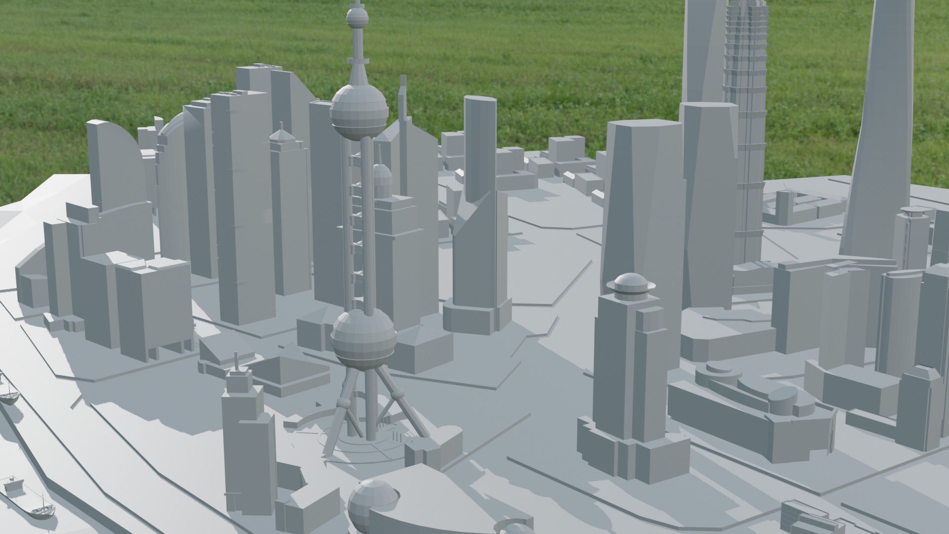 city and the road Low-poly 3D model_2