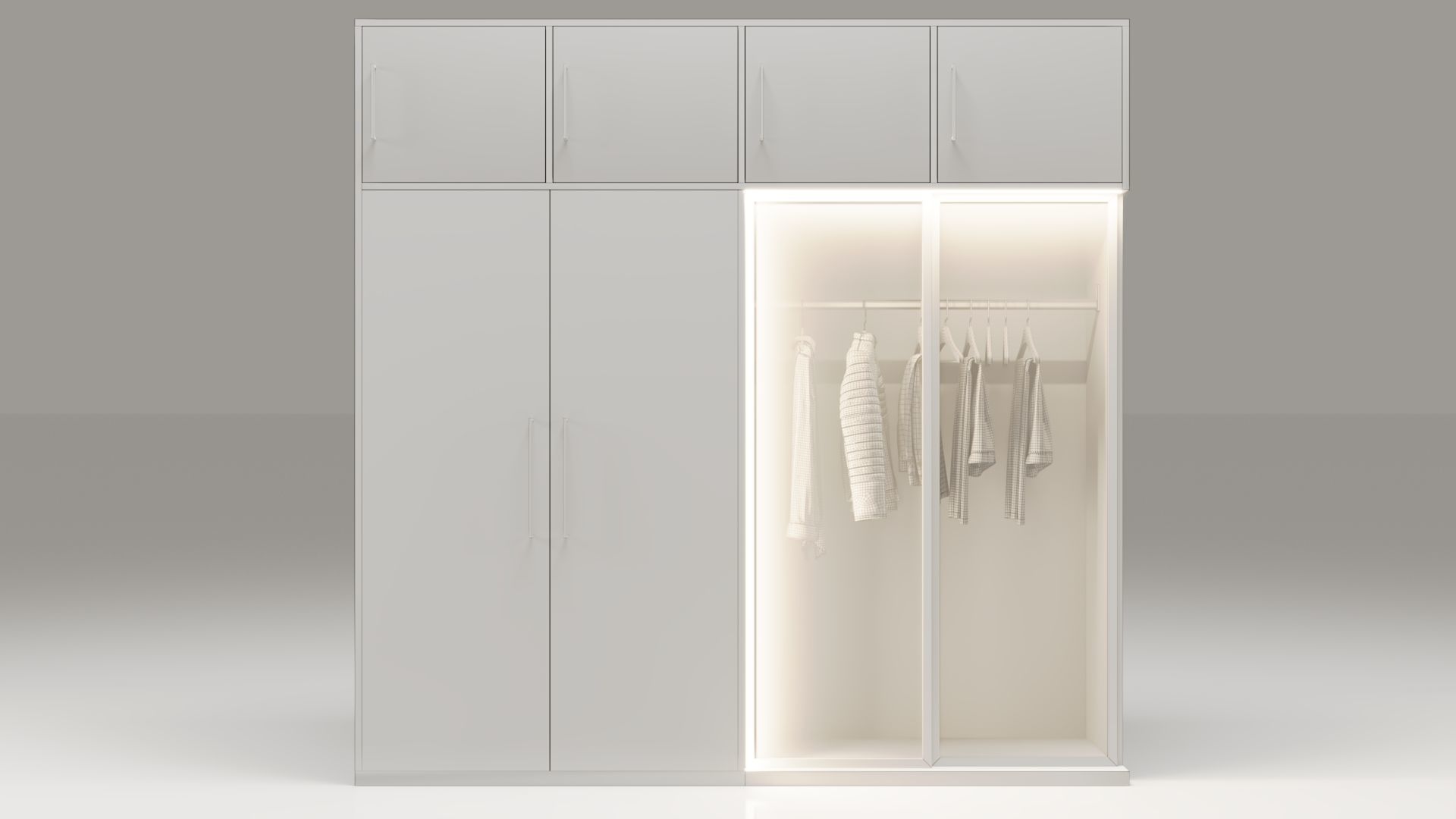 Dual-Material LED Cupboard with Hinged and Sliding Doors Low-poly 3D model_12