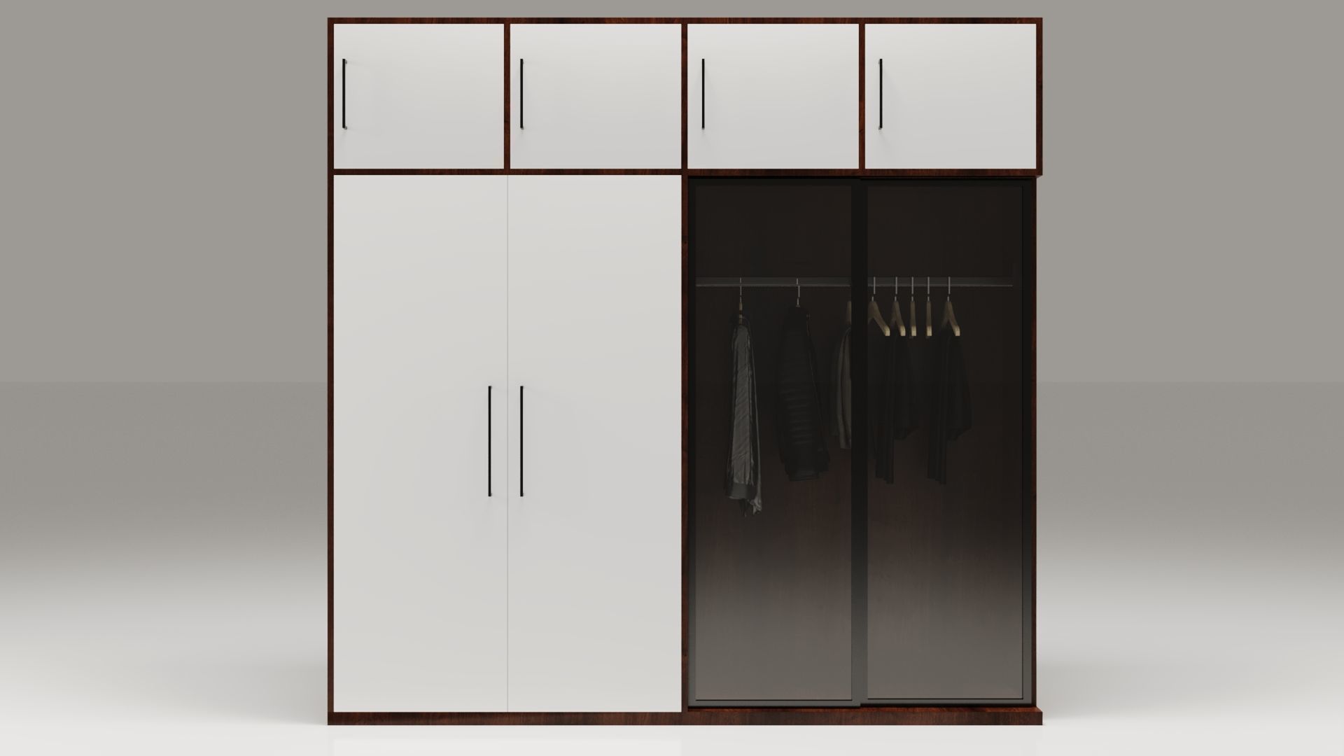 Dual-Material LED Cupboard with Hinged and Sliding Doors Low-poly 3D model_4