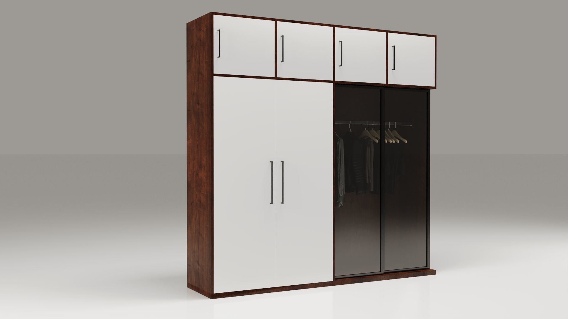 Dual-Material LED Cupboard with Hinged and Sliding Doors Low-poly 3D model_2
