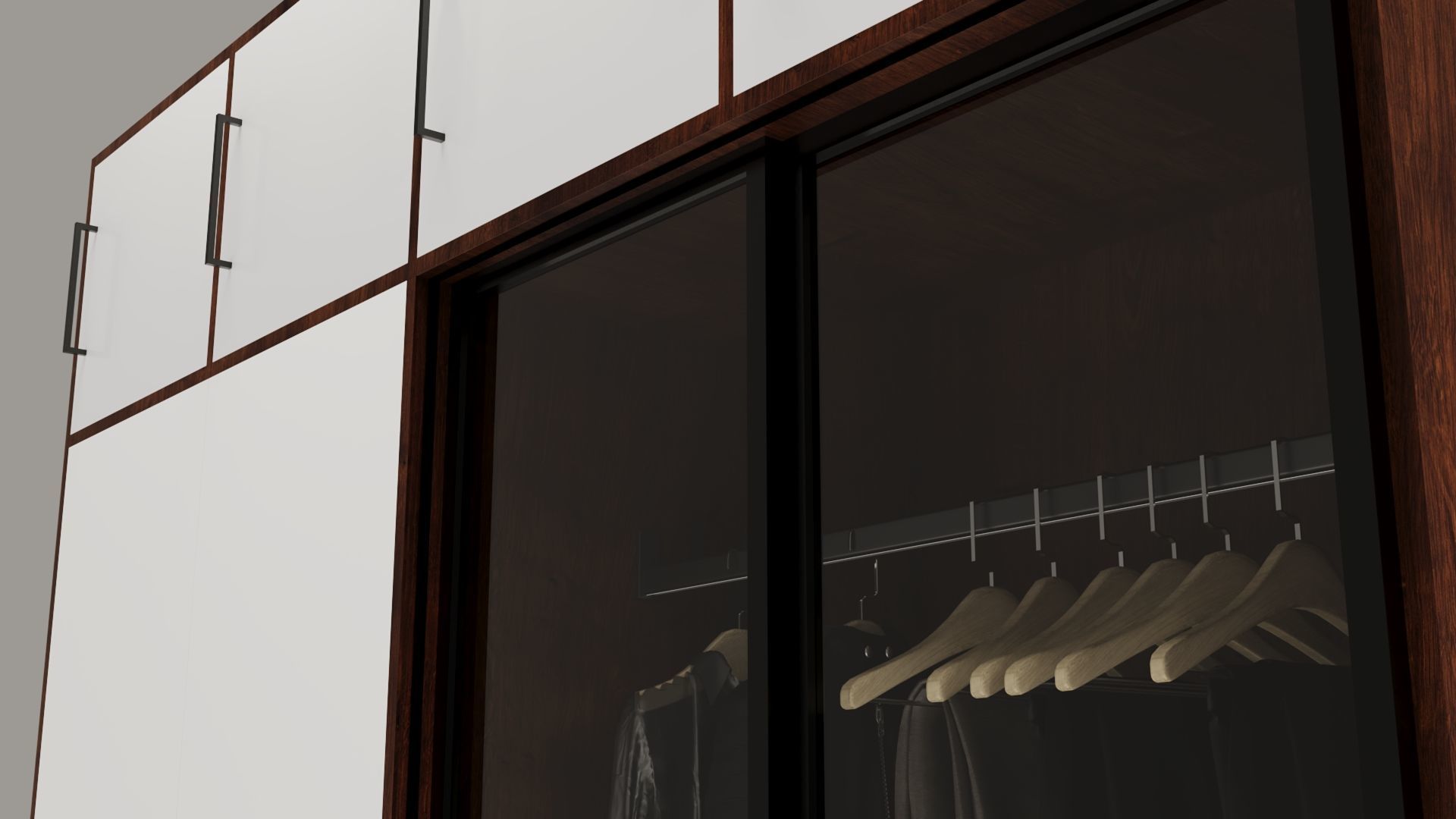 Dual-Material LED Cupboard with Hinged and Sliding Doors Low-poly 3D model_10