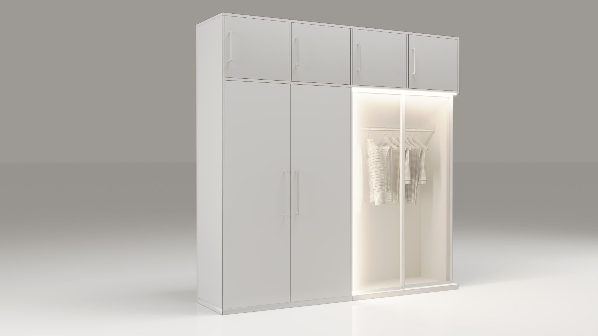 Dual-Material LED Cupboard with Hinged and Sliding Doors Low-poly 3D model_11
