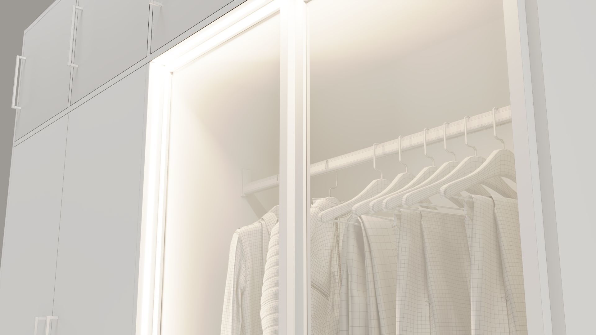 Dual-Material LED Cupboard with Hinged and Sliding Doors Low-poly 3D model_15