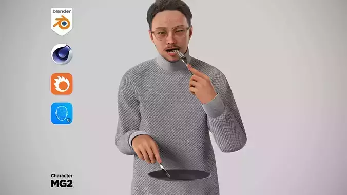 Modular Character - Asian Casual Man - MG2 Low-poly 3D model