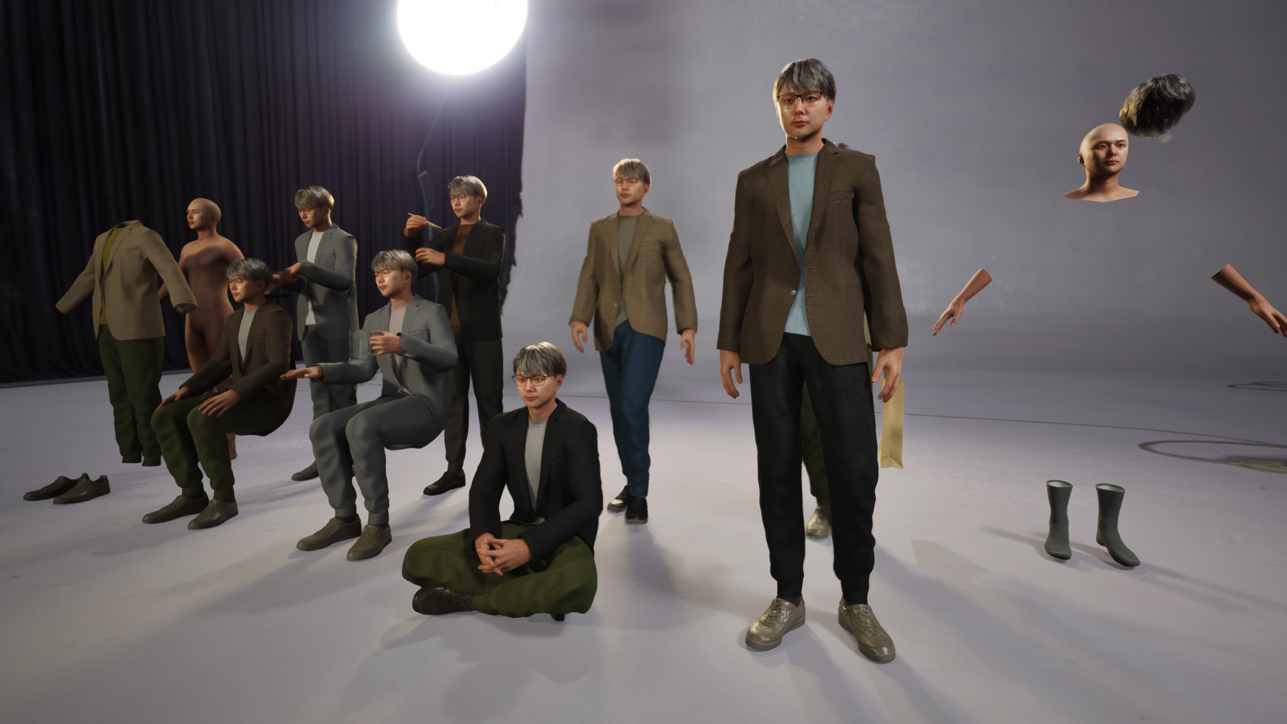 Modular Character - Asian Casual Man - MS2 Low-poly 3D model_6