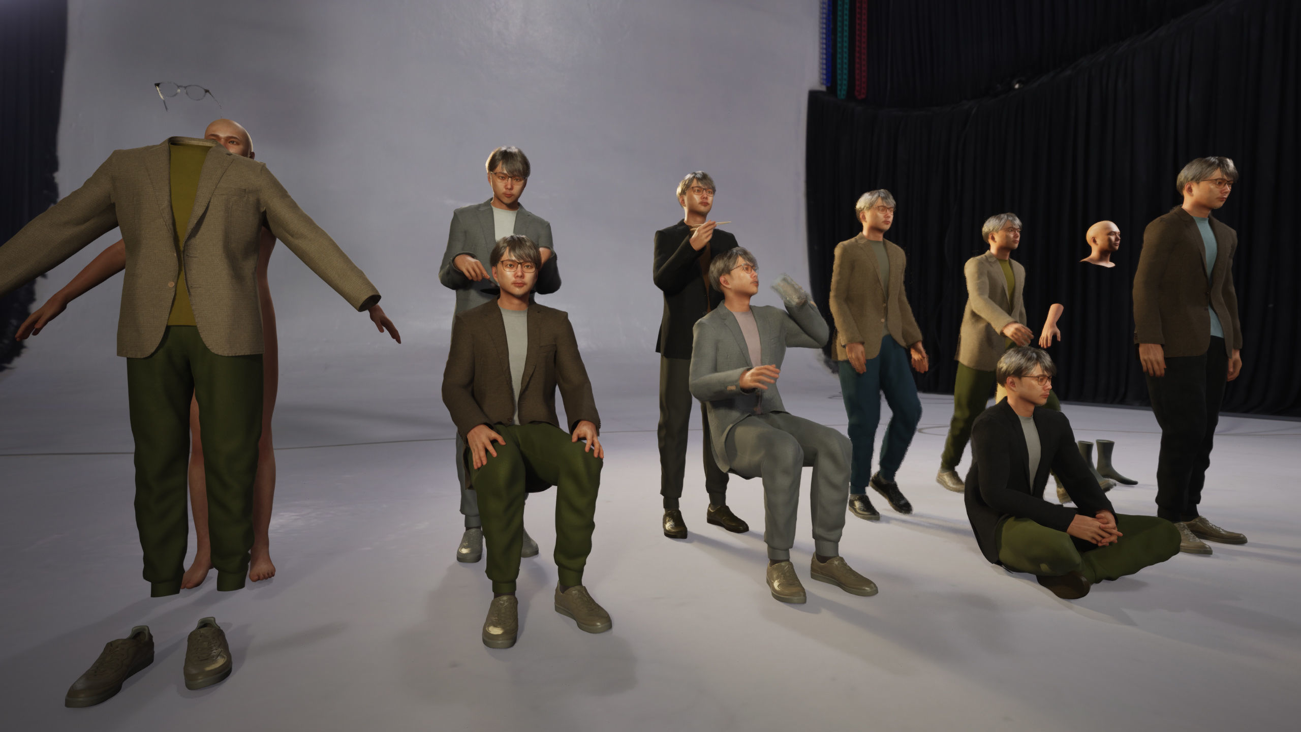 Modular Character - Asian Casual Man - MS2 Low-poly 3D model_7